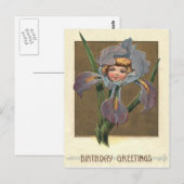 Schattig klein meisje Paarse orchidee Briefkaart (Voorkant / Achterkant)