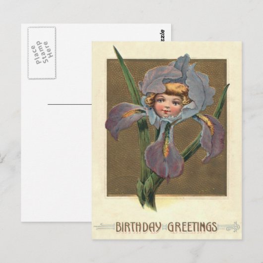 Schattig klein meisje Paarse orchidee Briefkaart (Voorkant / Achterkant)