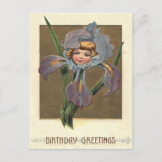 Schattig klein meisje Paarse orchidee Briefkaart