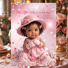 Schattig Klein Meisje Roze Meisje Baby Shower Etni Kaart