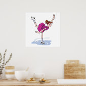 schattig klein meisje schaatje poster (Keuken)