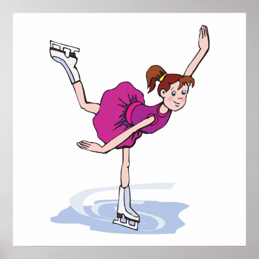 schattig klein meisje schaatje poster (Voorkant)