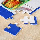 schattig klein meisje schilderij op de muur legpuzzel (Zijkant)