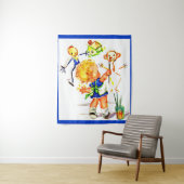 schattig klein meisje schilderij op de muur wandkleed (In situ)