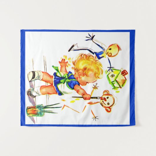 schattig klein meisje schilderij op de muur wandkleed (Voorkant (horizontaal))