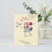 Schattig klein meisje vangen vlinder briefkaart (Staand voorkant)