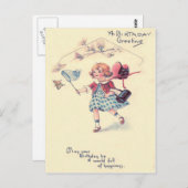 Schattig klein meisje vangen vlinder briefkaart (Voorkant / Achterkant)