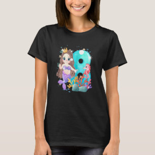 Schattig klein meisje zeemeermin acht jaar bday 8t t-shirt
