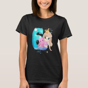 Schattig klein meisje zeemeermin zes jaar dagelijk t-shirt