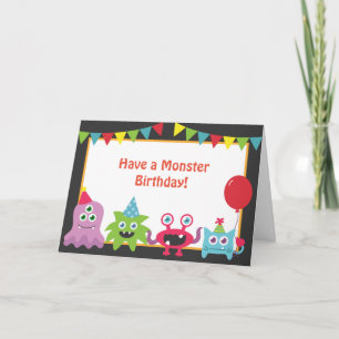 Schattig Klein Monster Gefeliciteerd Verjaardag Kaart
