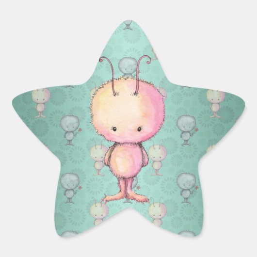 Schattig Klein Monster Ster Sticker (Voorkant)