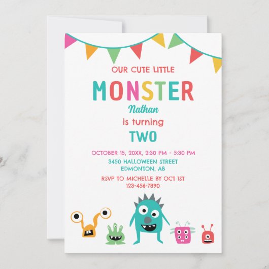 Schattig klein monster verjaardag jongen Halloween Kaart (Voorkant)