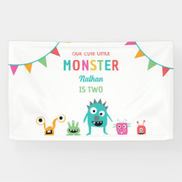 Schattig klein monster verjaardag Kinder jongen kl Spandoek