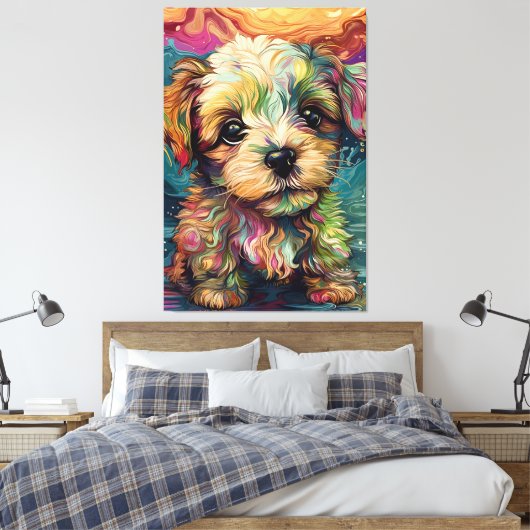 Schattig klein mooi puppy. canvas afdruk (Insitu (Slaapkamer))
