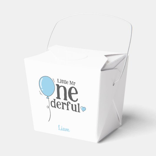 Schattig klein Mr Onederful eerste verjaardag blau Bedankdoosjes (Voorkant Zijde)