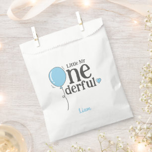 Schattig klein Mr Onederful eerste verjaardag blau Bedankzakje