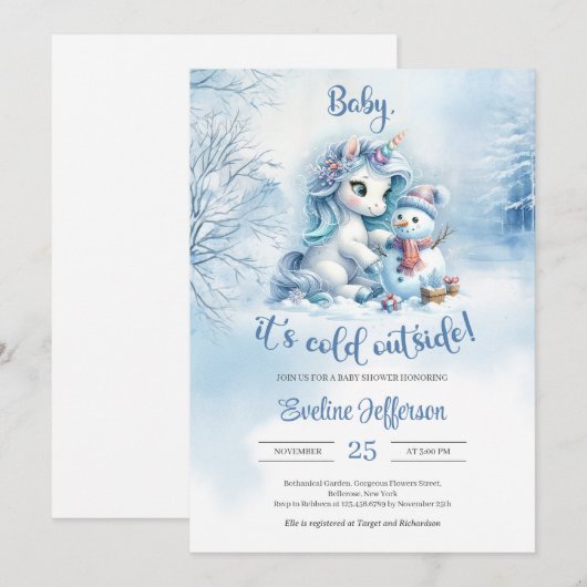 Schattig klein paardje met sneeuwman in besneeuwd kaart (Voorkant / Achterkant)