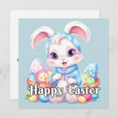 Schattig klein paashaas konijn feestdagenkaart (Voorkant / Achterkant)