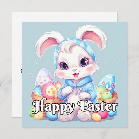 Schattig klein paashaas konijn feestdagenkaart (Voorkant / Achterkant)