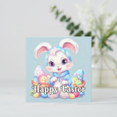 Schattig klein paashaas konijn feestdagenkaart (Staand voorkant)
