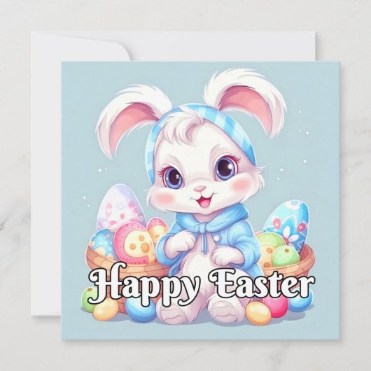 Schattig klein paashaas konijn feestdagenkaart (Voorkant)