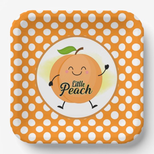 schattig klein perzikbaby shower papieren bordje (Voorkant)
