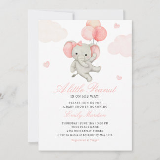 Schattig klein pinda olifant meisje roze Baby show Kaart