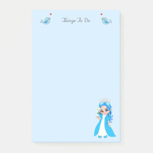 Schattig klein prinsesje op lichtblauwe Taken Post-it® Notes