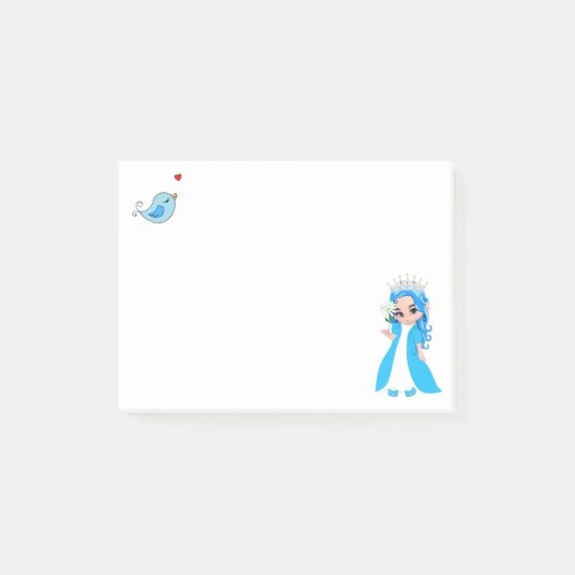 Schattig klein prinsesje & vogeltje post-it® notes (Voorkant)