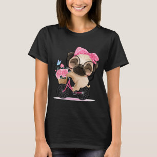 Schattig Klein Pugs Hond Fietst Geen T-shirt