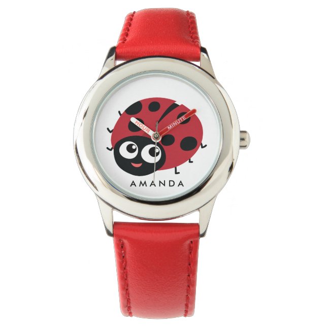 Schattig klein rood lieveheersbeestje gepersonalis horloge (Voorkant)