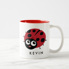 Schattig klein rood lieveheersbeestje gepersonalis tweekleurige koffiemok