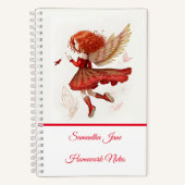 Schattig klein rood vliegen fee meisje fantasie notitieboek (Voorkant)