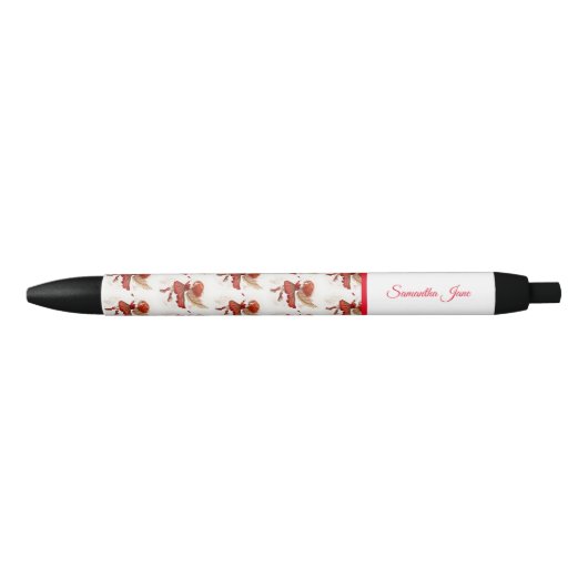 Schattig klein rood vliegen fee meisje fantasie zwarte inkt pen (Voorkant)