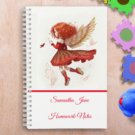 Schattig Klein Rood Vliegend Feeachtig Meisjesacht Notitieboek