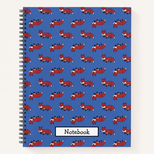 Schattig Klein Rood Vospatroon Blauw Notitieboek (Voorkant)