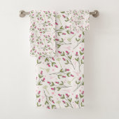 Schattig klein roze botanische bloemen patroon bad handdoek (Insitu)