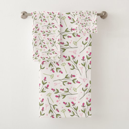 Schattig klein roze botanische bloemen patroon bad handdoek (Insitu)