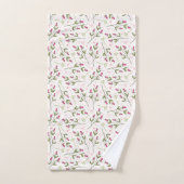 Schattig klein roze botanische bloemen patroon bad handdoek (Handdoek)