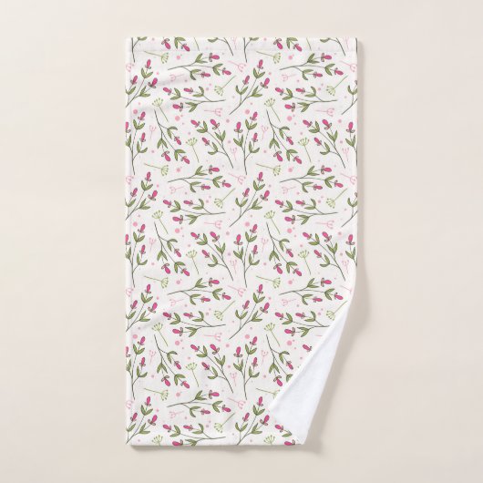 Schattig klein roze botanische bloemen patroon bad handdoek (Handdoek)