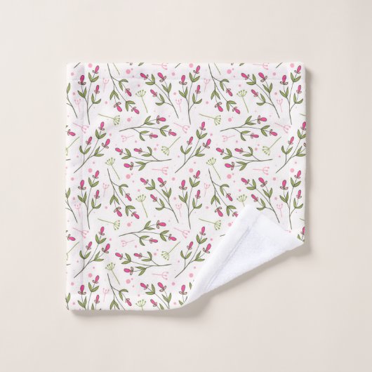 Schattig klein roze botanische bloemen patroon bad handdoek (Wasdoekje)
