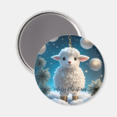 Schattig klein schapenlam religieuze kerst magneet (Voorkant / Achterkant)