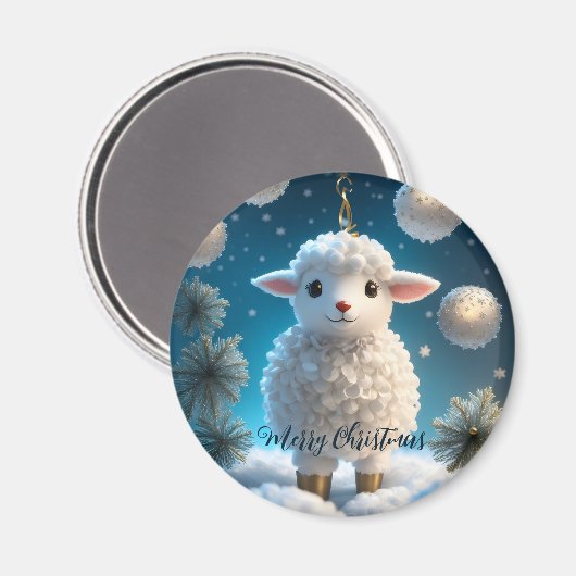 Schattig klein schapenlam religieuze kerst magneet (Voorkant / Achterkant)