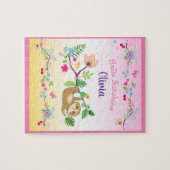 schattig klein slokje op roze en gele achtergrond legpuzzel (Horizontaal)