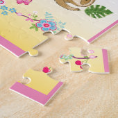 schattig klein slokje op roze en gele achtergrond legpuzzel (Zijkant)