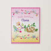 schattig klein slokje op roze en gele achtergrond legpuzzel (Verticaal)