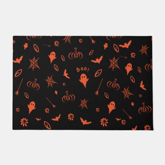 Schattig Klein Spookachtig Spookje Zwart Oranje Ha Deurmat (Voorkant)
