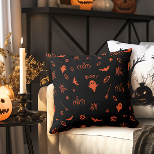 Schattig Klein Spookje Zwart & Oranje Halloween Kussen