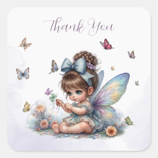 Schattig klein sprookje vierkante sticker (Voorkant)