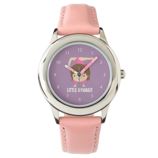 Schattig Klein Turnmeisje Turnen Pose Horloge (Voorkant)
